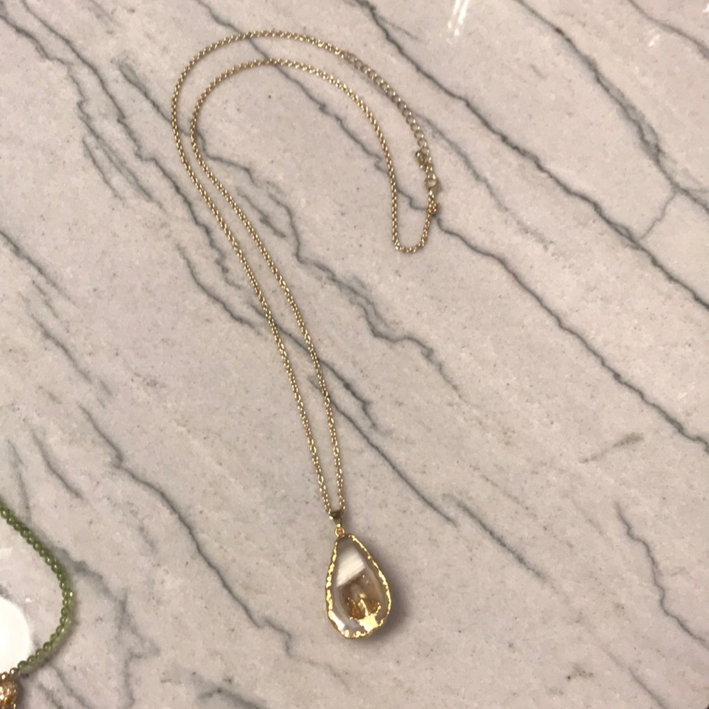 Costume necklace with geode.